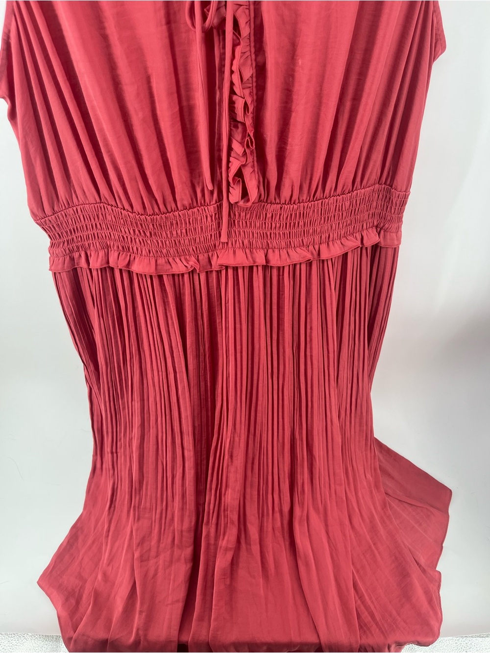 Lane Bryant Maxi Dress 26/28 Coral Pink Pleated Sleeveless Boho Resort Dress - Picture 4 of 13